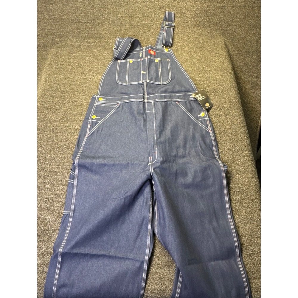 Dickies Overalls Mens 38x30 Indigo Bib Overall Blue Tool Pockets NEW